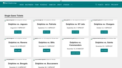 Screenshot preview of miamidolphins.com