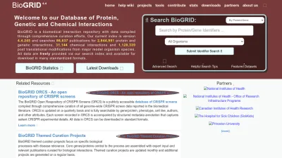 Screenshot preview of thebiogrid.org