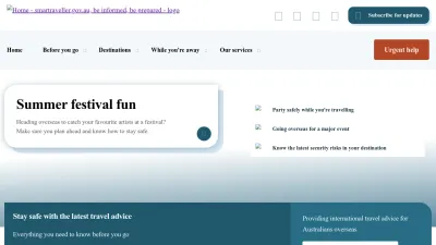 Screenshot of Smartraveller.gov.au