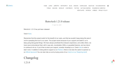 Screenshot of Libretro.com