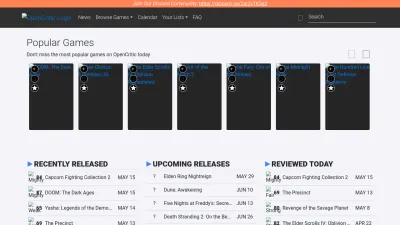 Screenshot of Opencritic.com