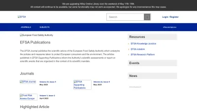 Screenshot of Efsa.onlinelibrary.wiley.com