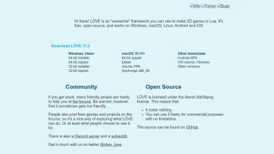 Screenshot of Love2d.org