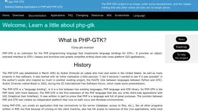 Screenshot of Gtk.php.net