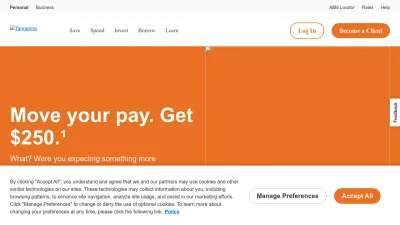 Screenshot of Tangerine.ca