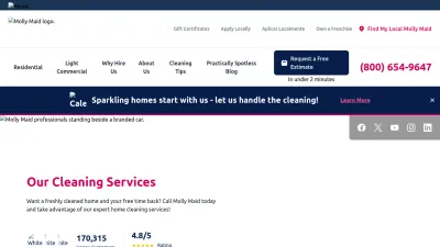Screenshot preview of mollymaid.com