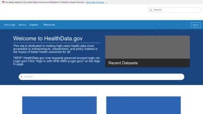 Screenshot of Healthdata.gov