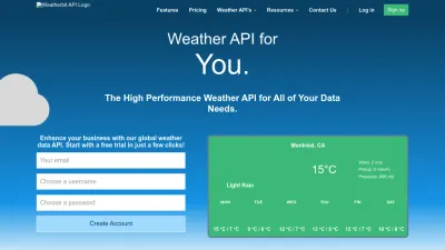 Screenshot preview of weatherbit.io