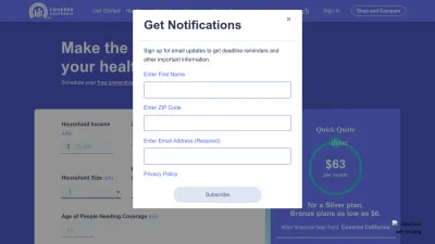 Screenshot of Coveredca.com