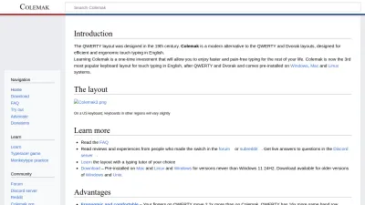 Screenshot of Colemak.com
