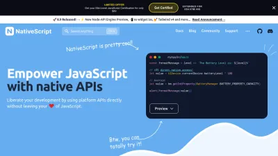 Screenshot of Nativescript.org