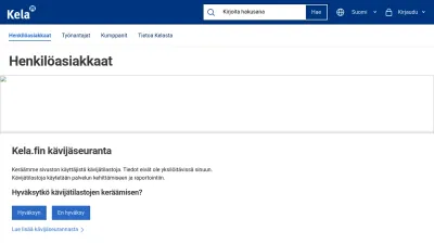 Screenshot of Kela.fi