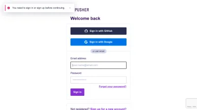 Screenshot of Dashboard.pusher.com