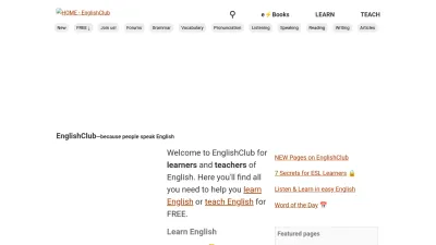 Screenshot of Englishclub.com