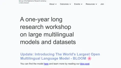 Screenshot of Bigscience.huggingface.co