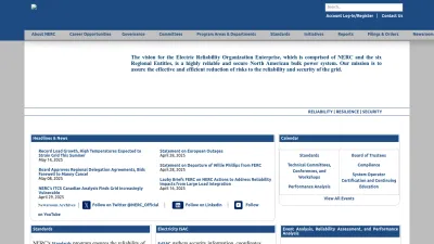 Screenshot of Nerc.com