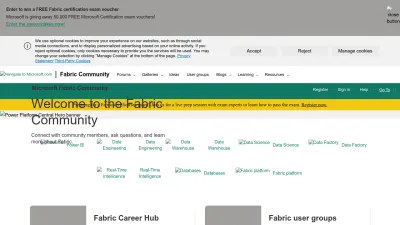 Screenshot of Community.fabric.microsoft.com