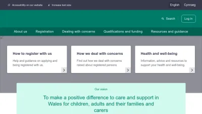 Screenshot of Socialcare.wales
