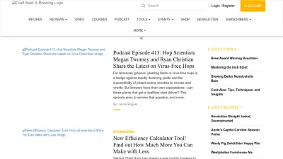 Screenshot of Beerandbrewing.com