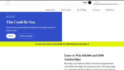 Screenshot of Bigfuture.collegeboard.org