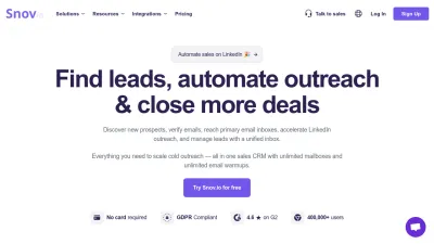 Screenshot preview of snov.io