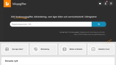 Screenshot of Biluppgifter.se