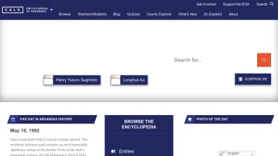 Screenshot preview of encyclopediaofarkansas.net