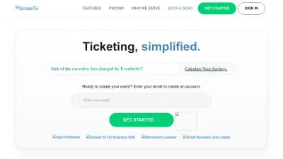 Screenshot of Simpletix.com