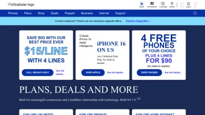 Screenshot of Uscellular.com