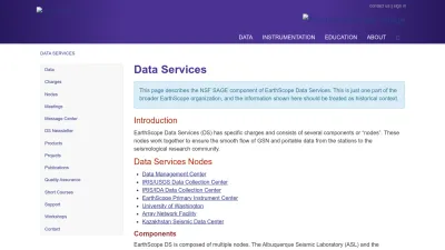 Screenshot of Ds.iris.edu