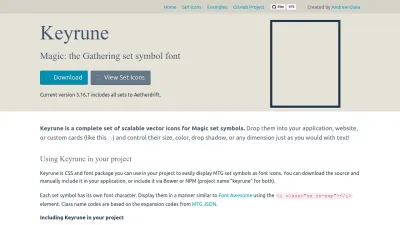 Screenshot of Keyrune.andrewgioia.com