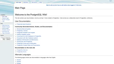 Screenshot of Wiki.postgresql.org