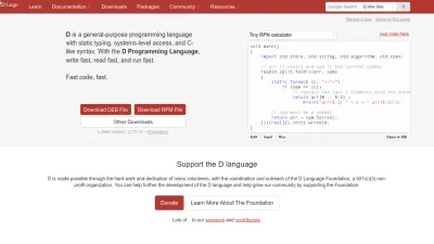 Screenshot of Dlang.org