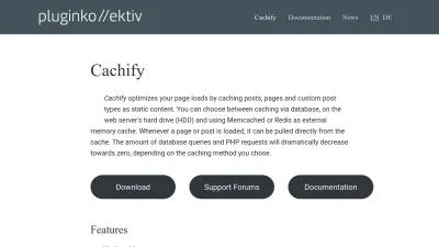 Screenshot of Cachify.pluginkollektiv.org