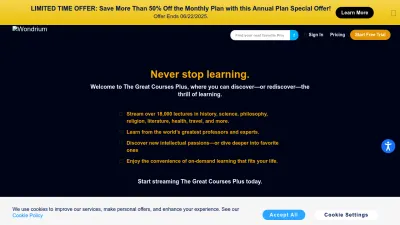 Screenshot preview of thegreatcoursesplus.com