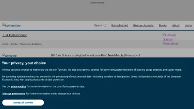 Screenshot of Epjdatascience.springeropen.com