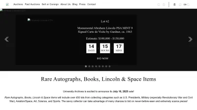 Screenshot preview of universityarchives.com