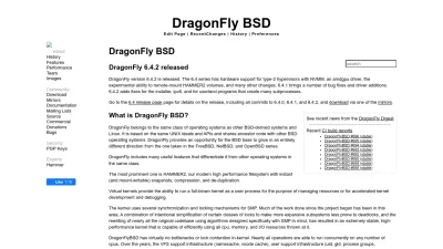Screenshot preview of dragonflybsd.org