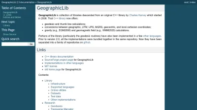 Screenshot preview of geographiclib.sourceforge.io