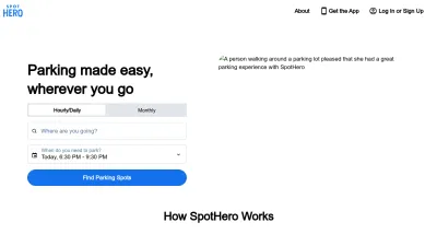 Screenshot preview of spothero.com