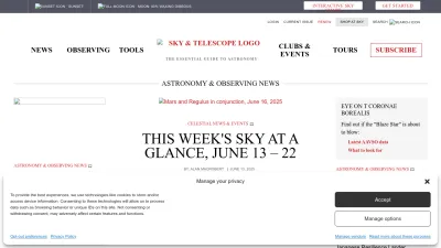 Screenshot preview of skyandtelescope.org