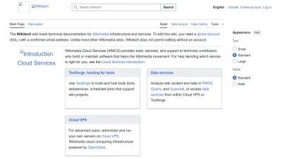 Screenshot of Wikitech.wikimedia.org