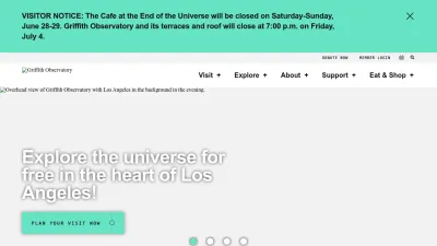 Screenshot preview of griffithobservatory.org