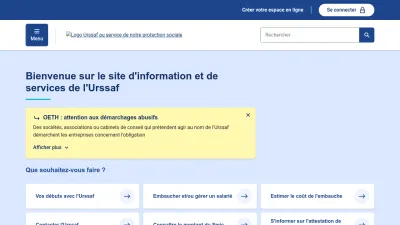 Screenshot preview of urssaf.fr
