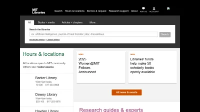 Screenshot preview of libraries.mit.edu