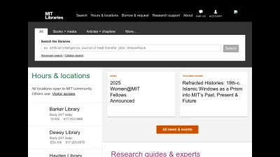 Screenshot of Libraries.mit.edu
