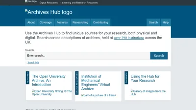Screenshot preview of archiveshub.jisc.ac.uk