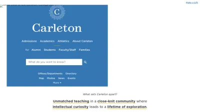 Screenshot preview of carleton.edu