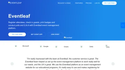 Screenshot preview of eventleaf.com