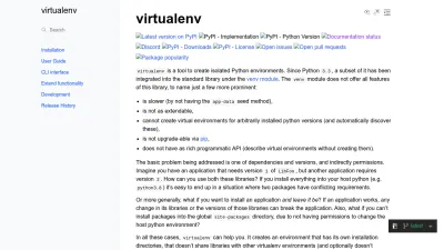 Screenshot preview of virtualenv.pypa.io